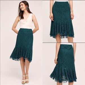 NWT Anthropologie Green Lace Skirt Size 6